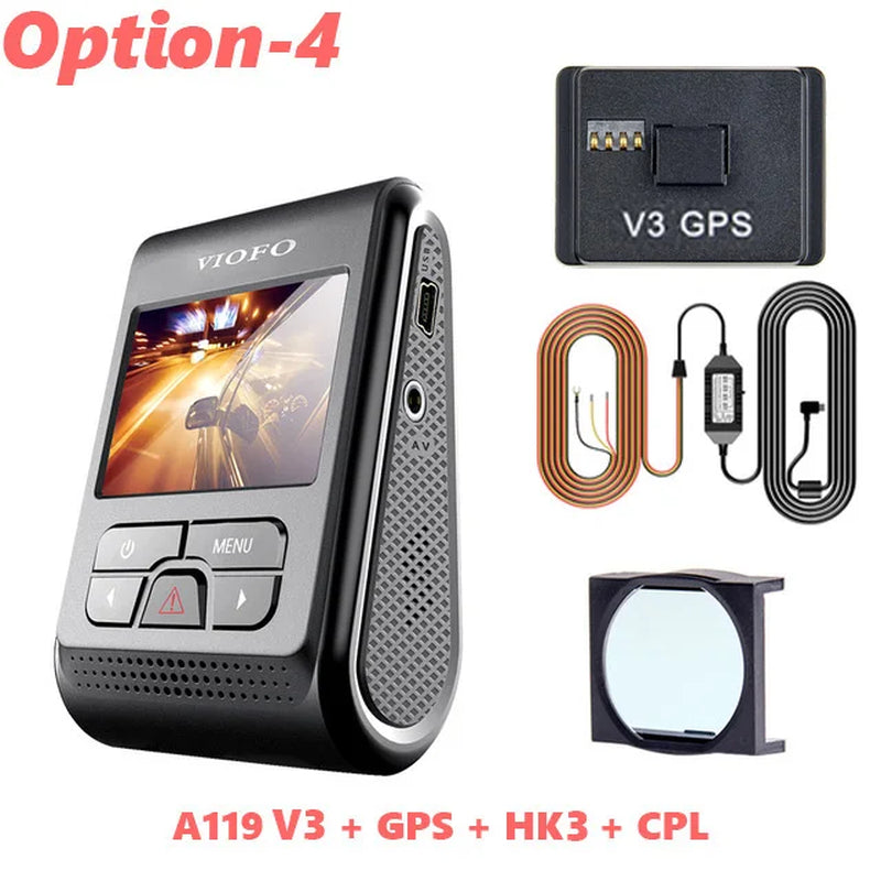 A119 V3 2K Car DVR Super Night Vision Quad HD Dash Cameras Parking Mode G-Sensor Rota Lens 2560 * 1600P Optional GPS CPL