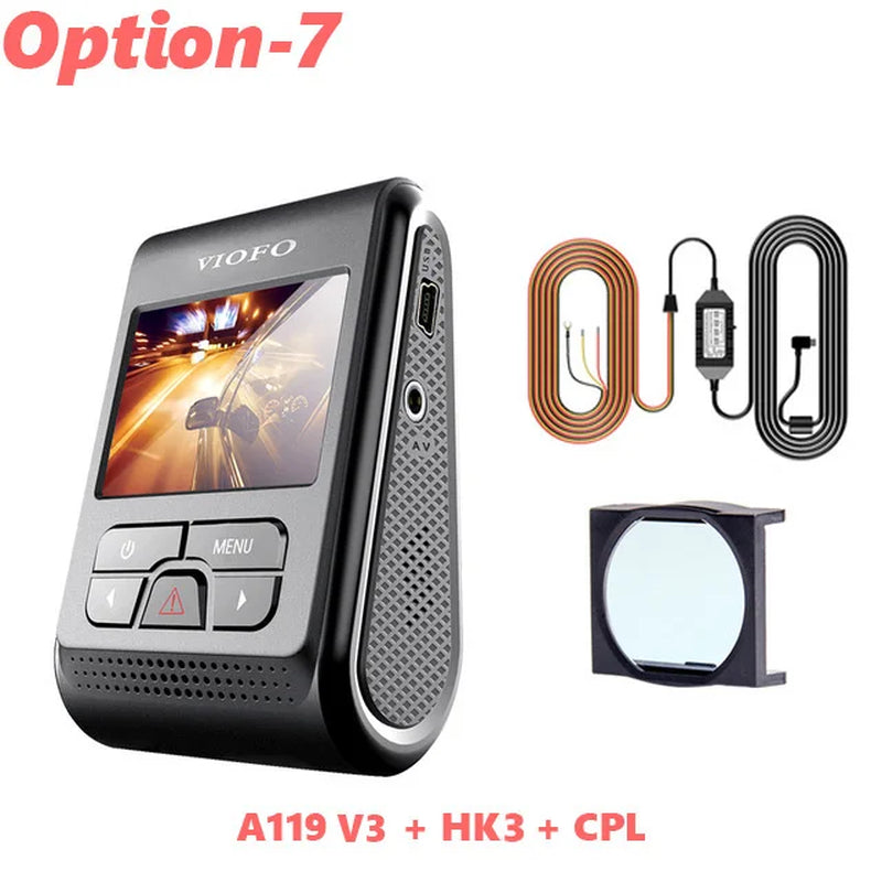 A119 V3 2K Car DVR Super Night Vision Quad HD Dash Cameras Parking Mode G-Sensor Rota Lens 2560 * 1600P Optional GPS CPL