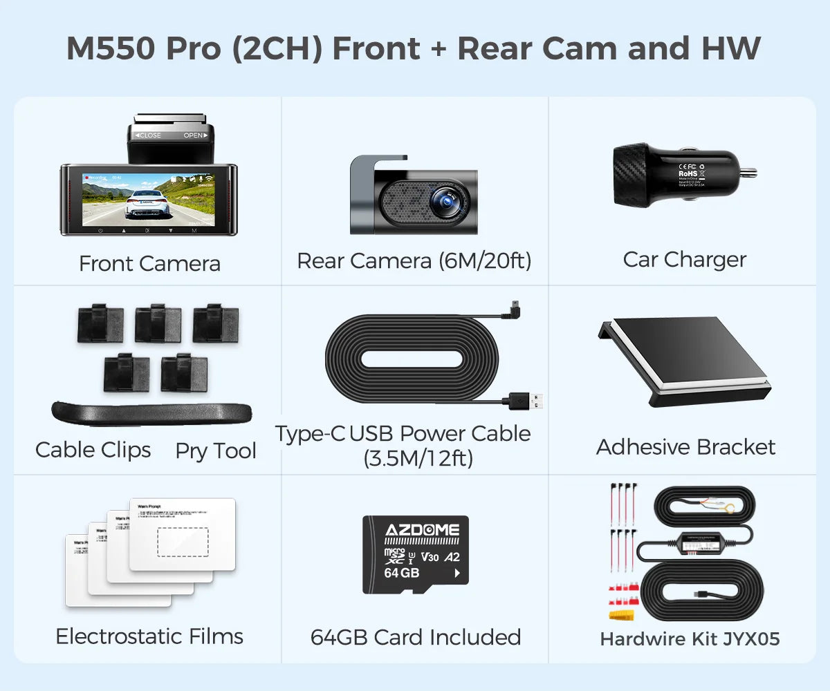 Upgrade  M550 Pro Dash Cam 4K 5.8Ghz Wi-Fi Support Interior and Rear Cam Car DVR 6 IR Night Vision Parking Monitor Dashcam