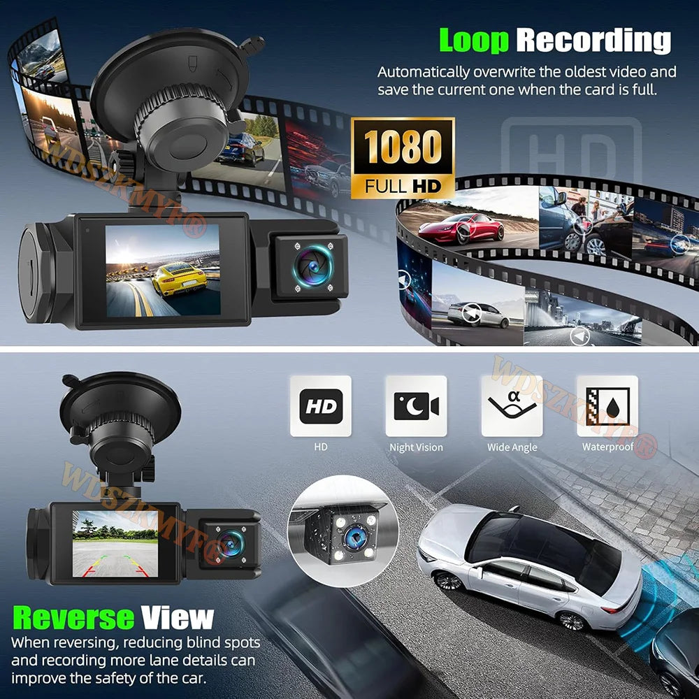 WIFI Dash Cam for Car 2/3 Channel Front Rear Camera 1080P Video Recorder Dashcam Black Box Car DVR Optionalrear View Camera