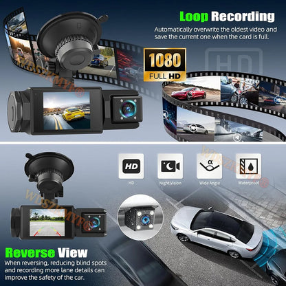 WIFI Dash Cam for Car 2/3 Channel Front Rear Camera 1080P Video Recorder Dashcam Black Box Car DVR Optionalrear View Camera