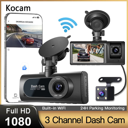 3 Channel Wifi Car DVR HD 1080P 3-Lens Vehicle Dash Cam Three Way Camera Dvrs Recorder Video Registrator Dashcam Camcorder