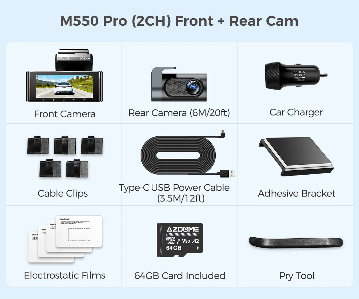 Upgrade  M550 Pro Dash Cam 4K 5.8Ghz Wi-Fi Support Interior and Rear Cam Car DVR 6 IR Night Vision Parking Monitor Dashcam