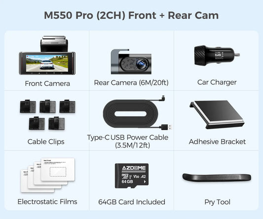Upgrade  M550 Pro Dash Cam 4K 5.8Ghz Wi-Fi Support Interior and Rear Cam Car DVR 6 IR Night Vision Parking Monitor Dashcam