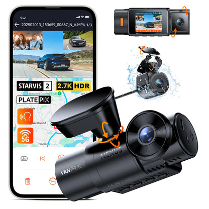 N4S 3 Channel Wifi Dashcam STARVIS 2 Platepix™ 2.7K IP67 Waterproof Rear Camera HDR IR Night Vision GPS Packing Mode
