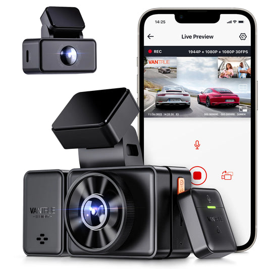 E3 Dashcam 3 Channel 2.7K Wifi Car Dash Camera with STARVIS IR Night Vision Voice Control Gps,24H Parking Mode