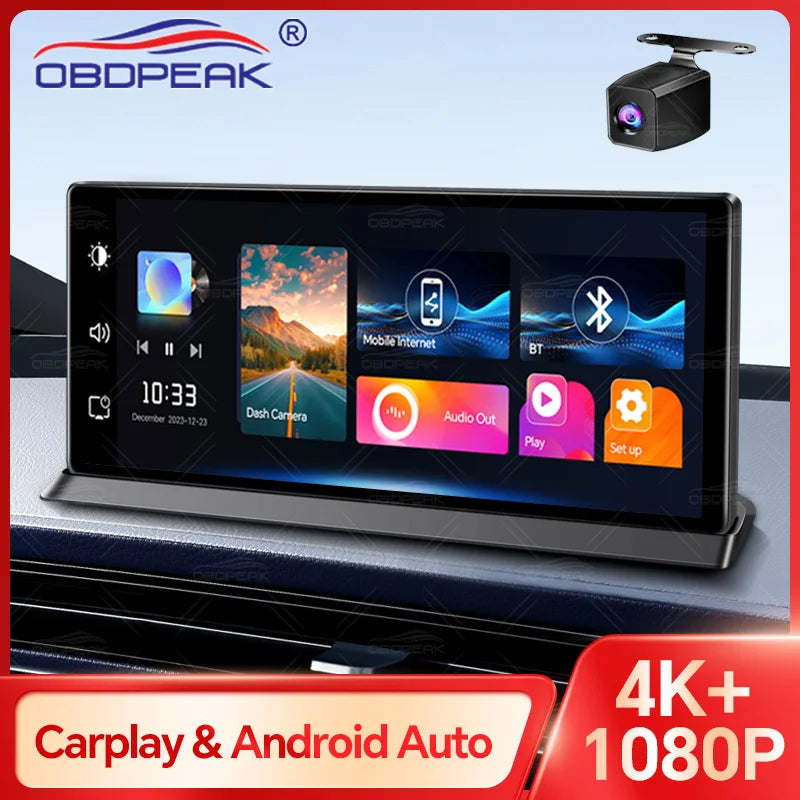 K2 Pro 11.3" Car DVR 4K Camera Wireless Carplay Android Auto Ai Screen Dash Cam Dual Len Video Recorder GPS Navigation Dashboard