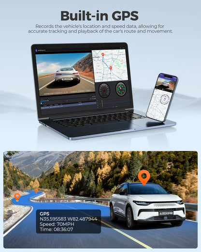 M550 Dash Cam 4K +1080 3.18'' Screen 3 Camera GPS Wifi APP Control Car DVR IR Night Vision 24H Parking Support Rear Cam