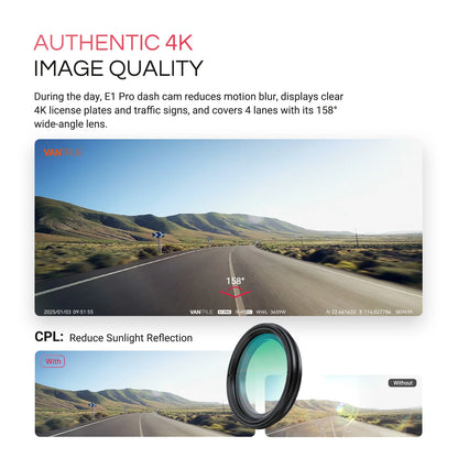 Element1 Pro 4Kmini Dashcam Front STARVIS 2 Platepix™ HDR Night Vision Built-In 5G Wifi GPS Car Dash Cam Support 1TB Ma