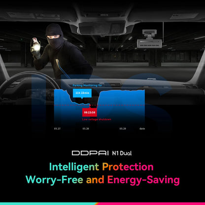 Dash Cam N1 Dual Front & Rear Recording Nightvis 1296P Dash Cam Recorder Car DVR App Control