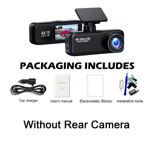 4K Dash Cam WIFI GPS Mini CAR DVR Front and Rear Dual Lens Video Recorder Black Box Night Vision 24H Parking Monitor