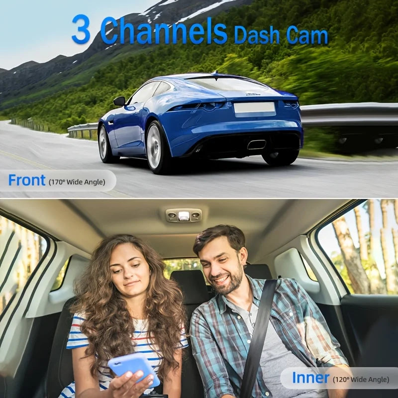 3-Channel Dash Cam WIFI CAR DVR 1080P 3-Lens inside Vehicle Dash Camthree Way Camera Dvrs Recorder Video Registrator Camcorder