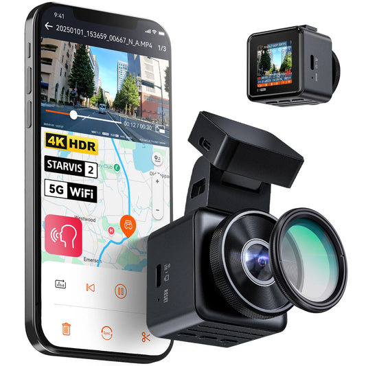 Element1 Pro 4Kmini Dashcam Front STARVIS 2 Platepix™ HDR Night Vision Built-In 5G Wifi GPS Car Dash Cam Support 1TB Ma