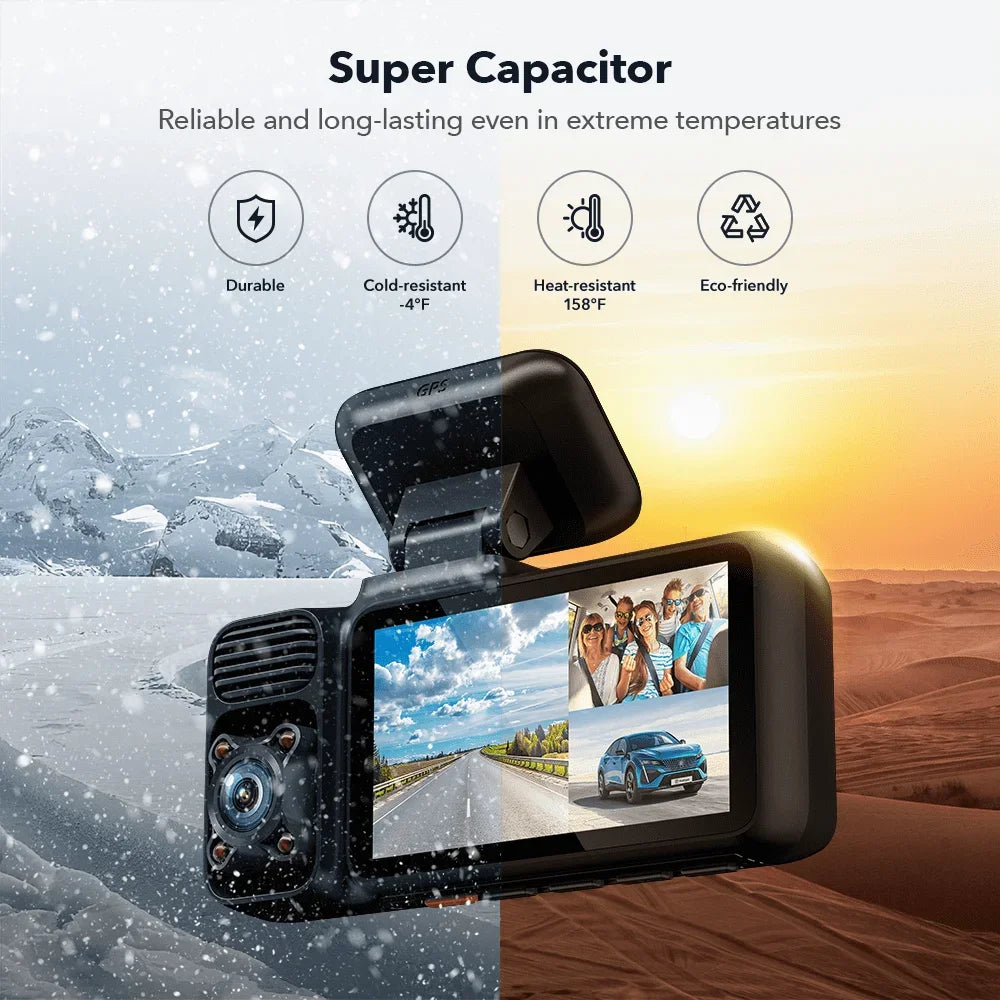 F17 4K 3 Car Cameras 5.8Ghz Wifi Dash Camera for IR Night Vision Car Dvr for Wifi Dash Cameras Built-In Gps WDR