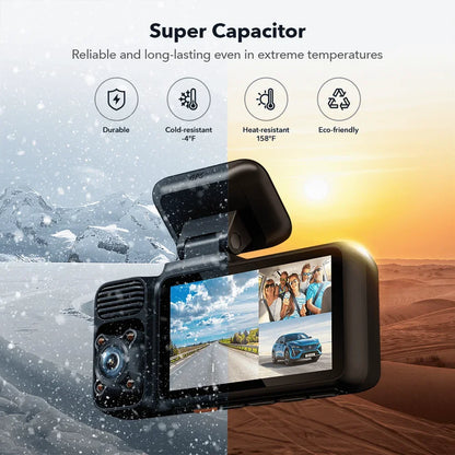 F17 4K 3 Car Cameras 5.8Ghz Wifi Dash Camera for IR Night Vision Car Dvr for Wifi Dash Cameras Built-In Gps WDR