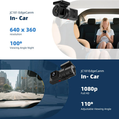 JC181 Mini 4G Car Camera with Live Stream Dual Cameras GPS Tracking Wifi Hotspot Multiple Alarms DVR Dash Cam Free APP Web
