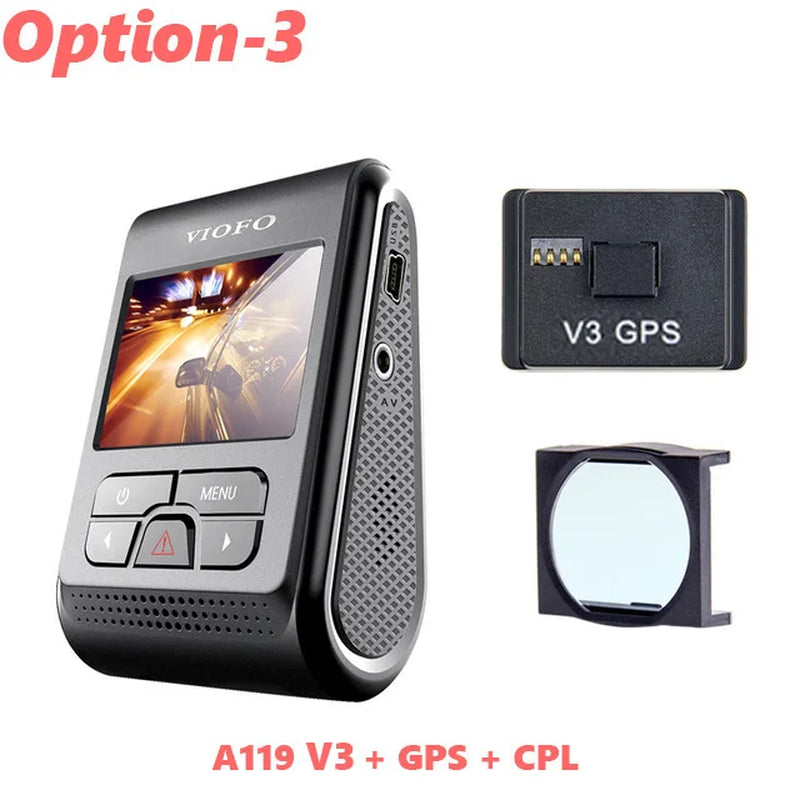 A119 V3 2K Car DVR Super Night Vision Quad HD Dash Cameras Parking Mode G-Sensor Rota Lens 2560 * 1600P Optional GPS CPL