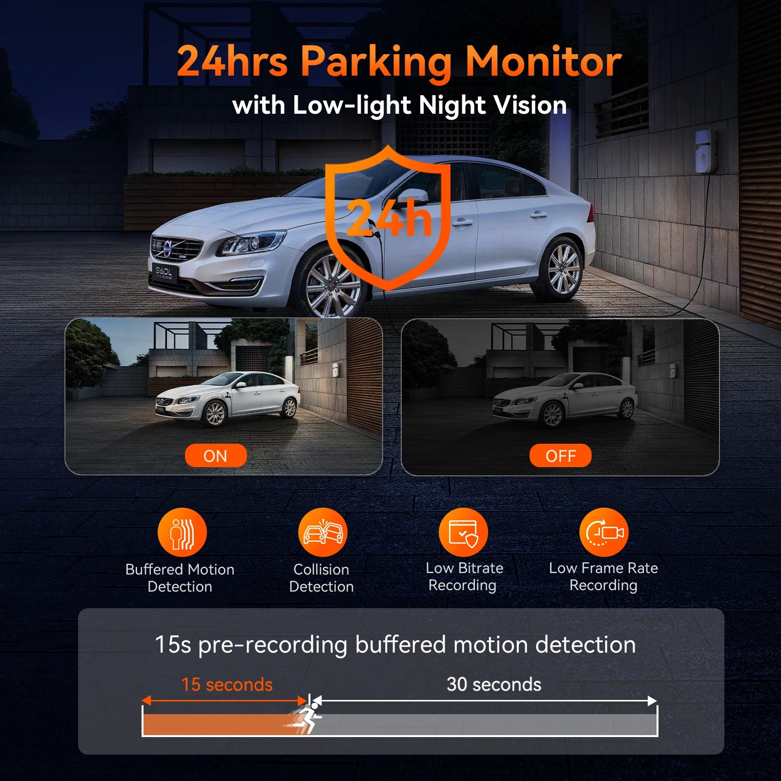 E3 Dashcam 3 Channel 2.7K Wifi Car Dash Camera with STARVIS IR Night Vision Voice Control Gps,24H Parking Mode