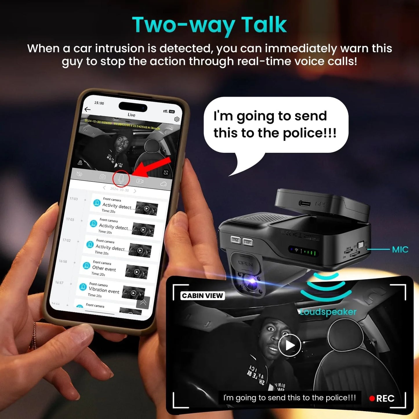4G Dual Dash Cam Front and inside 1296P+1080P GPS Tracker Remote Live Streaming Parking Monitor Night Vision Wifi App Control