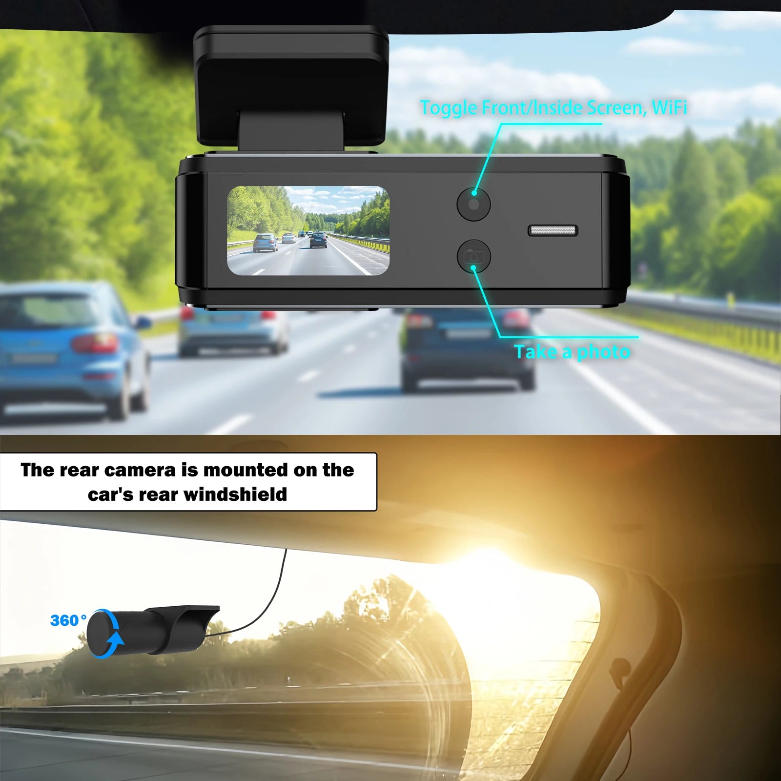 4K WIFI Dash Cam 2160P Car DVR Front and Rear Dual Lens Auto Car Camera with Night Vision G-Sensor 24H Parking Monitor