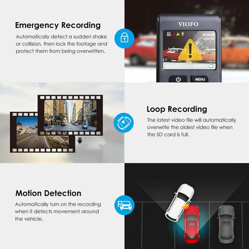 A119 V3 2K Car DVR Super Night Vision Quad HD Dash Cameras Parking Mode G-Sensor Rota Lens 2560 * 1600P Optional GPS CPL