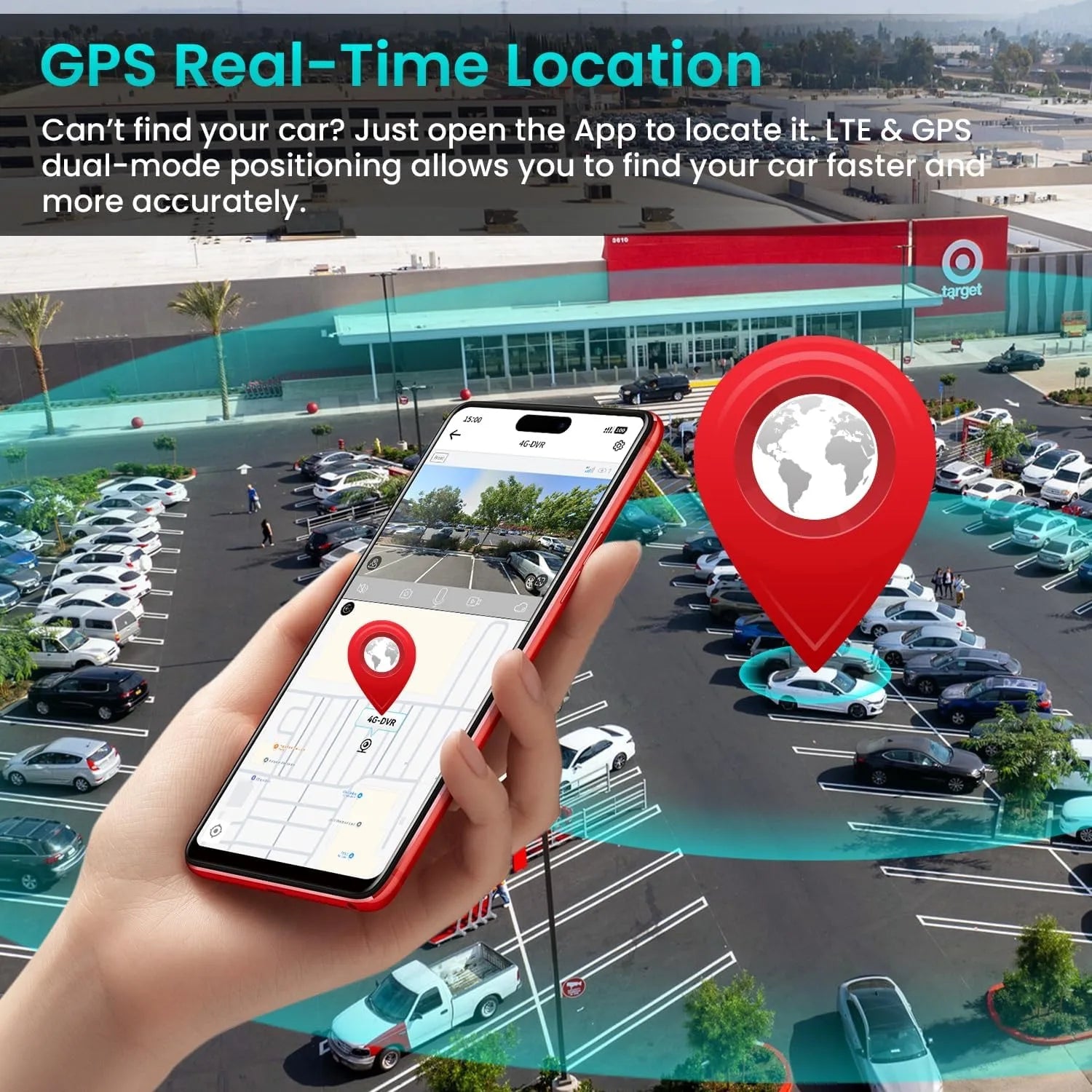 4G Dual Dash Cam Front and inside 1296P+1080P GPS Tracker Remote Live Streaming Parking Monitor Night Vision Wifi App Control