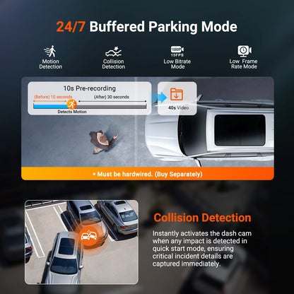 N4S Dashcam 3 Channel Wifi STARVIS 2 2.7K+1440P+1440 Waterproof Rear Camera HDR IR Night Vision GPS 24H Packing Mode