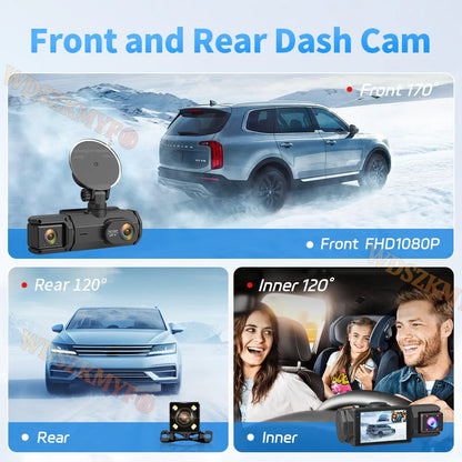 WIFI Dash Cam for Car 2/3 Channel Front Rear Camera 1080P Video Recorder Dashcam Black Box Car DVR Optionalrear View Camera