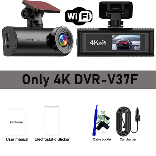 4K+1080P Dash Cam with Wifi, 170° Wide Angle, Night Vision, Loop Recording, Parking Monitor, Vehicle Camera with App Control