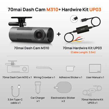 Dash Cam M310 1296P Resolution 130°FOV Smart Voice Control Support 24H Parking Guard Night Vision  M310 Car DVR