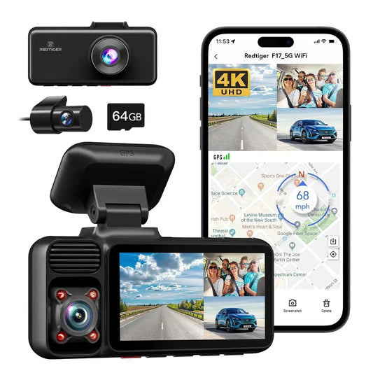 F17 4K 3 Car Cameras 5.8Ghz Wifi Dash Camera for IR Night Vision Car Dvr for Wifi Dash Cameras Built-In Gps WDR