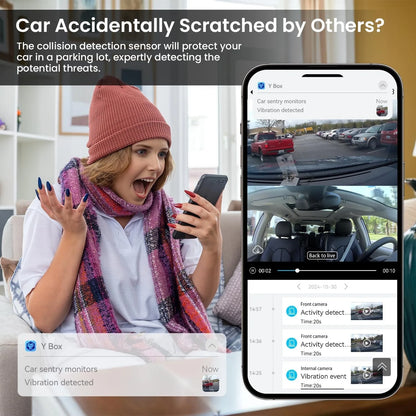 4G Dual Dash Cam Front and inside 1296P+1080P GPS Tracker Remote Live Streaming Parking Monitor Night Vision Wifi App Control