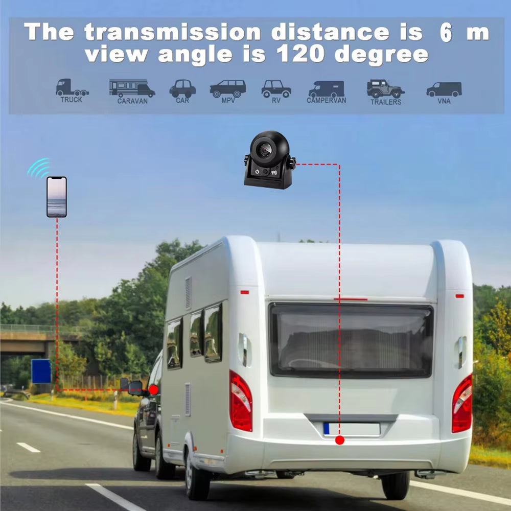 Wireless Backup Dash Cam Wifi Reversing Camera Work with Phone Magnetic Rear View Parking Camera for Cars Trailers Trucks Rvs