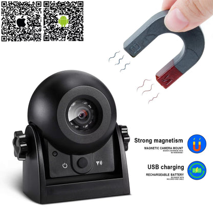 Wireless Backup Dash Cam Wifi Reversing Camera Work with Phone Magnetic Rear View Parking Camera for Cars Trailers Trucks Rvs