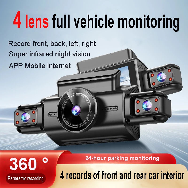 4 Channel Hidden Dash Cam with APP 4K HD Night Vision 24/7 Parking Monitor G-Sensor Loop Recording Motion Detection WDR Blackbox