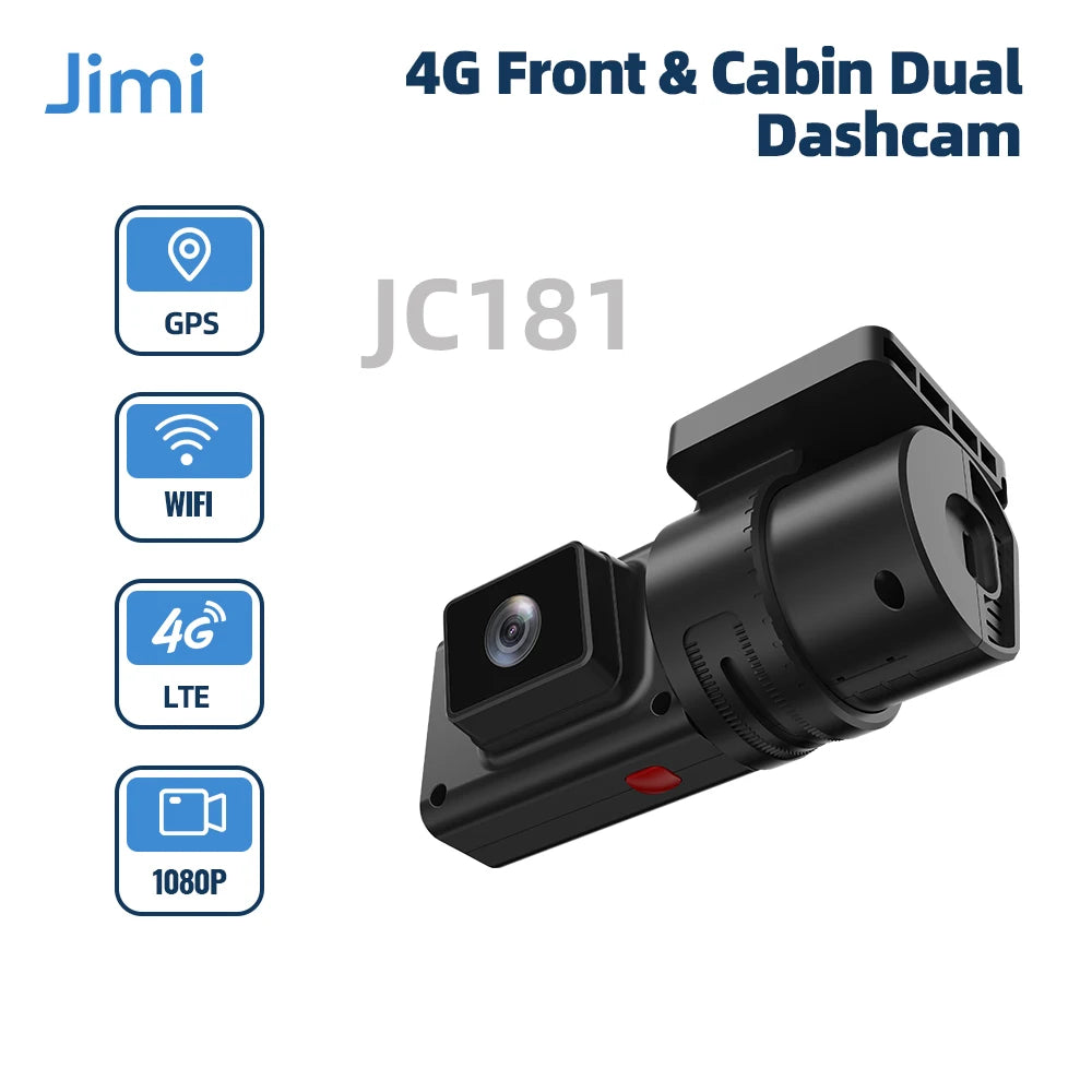 JC181 Mini 4G Car Camera with Live Stream Dual Cameras GPS Tracking Wifi Hotspot Multiple Alarms DVR Dash Cam Free APP Web