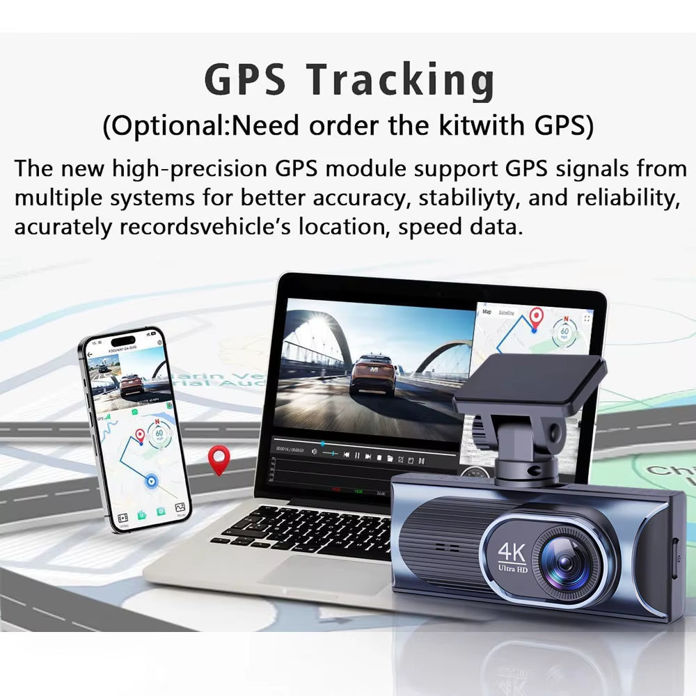UHD 4K+2.5K Car DVR Front and Back Dash Cam Camera 5G WIFI GPS Dashcam Mini Black Box with 24H Parking Monitor Night Vision