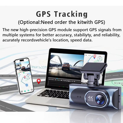 UHD 4K+2.5K Car DVR Front and Back Dash Cam Camera 5G WIFI GPS Dashcam Mini Black Box with 24H Parking Monitor Night Vision