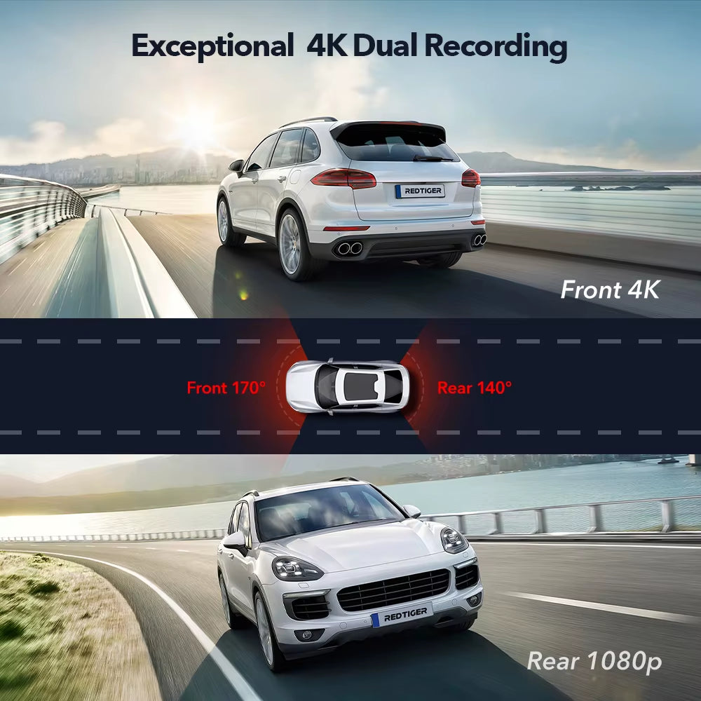 F9 Dash Cam 4K Front and Rear Wifi GPS Car Camera for Parking Mode Car Dvr for Night Vision Car Recorder by App Control