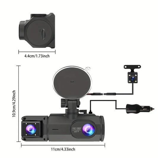 3-Channel Dash Cam WIFI CAR DVR 1080P 3-Lens inside Vehicle Dash Camthree Way Camera Dvrs Recorder Video Registrator Camcorder