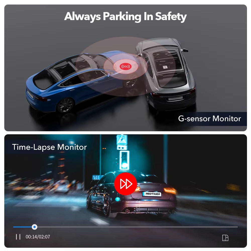 F9 Dash Cam 4K Front and Rear Wifi GPS Car Camera for Parking Mode Car Dvr for Night Vision Car Recorder by App Control