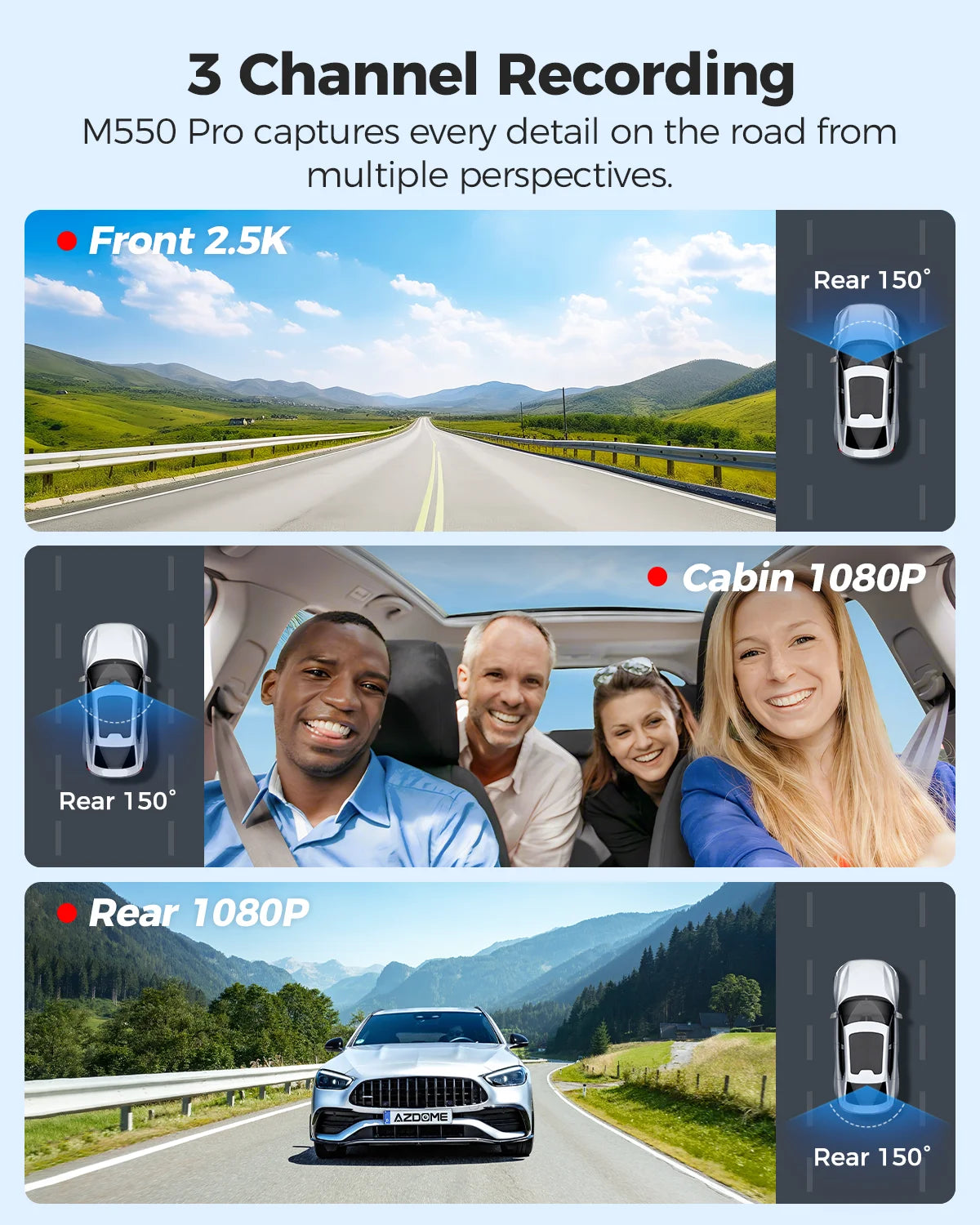 Upgrade  M550 Pro Dash Cam 4K 5.8Ghz Wi-Fi Support Interior and Rear Cam Car DVR 6 IR Night Vision Parking Monitor Dashcam