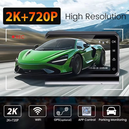 4G LTE Dash Cam GPS Wifi 2K Front and Rear 720P Live Streaming Video Remote Monitoring 24H Parking Monitor Night Vision Car DVR