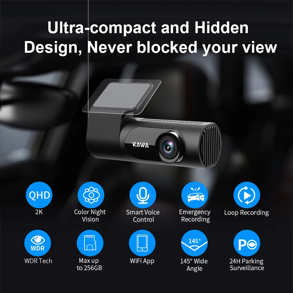 1440P  Car DVR D6 Dash Cam 2K Video Recorder Wifi/App/Voice Control Dash Camera WDR G Sensor Night Vision Hidden Dashcam