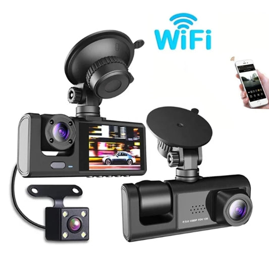 Wifi 3 Channel Car DVR HD 1080P 3-Lens inside Vehicle Dash Camthree Way Camera Dvrs Recorder Video Registrator Dashcam Camcorder