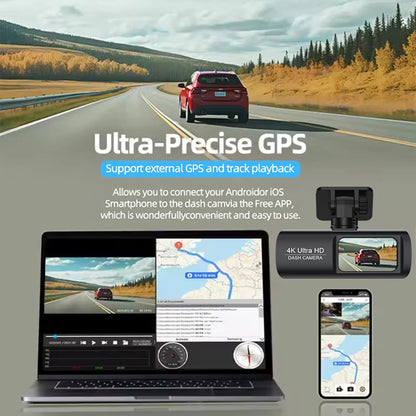 Dash Cam 4K Wifi with Night Vision 1/2 Channel Loop Recording 1.47 IPS Screen Vehicle DVR Video Recorder Support GPS 24H Parking