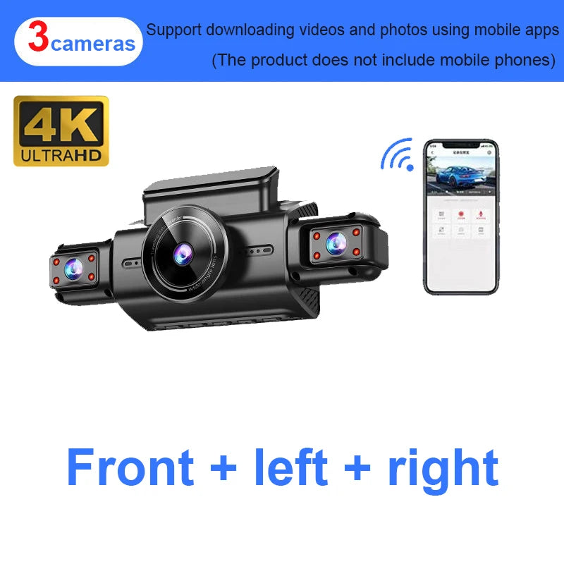 4 Channel Hidden Dash Cam with APP 4K HD Night Vision 24/7 Parking Monitor G-Sensor Loop Recording Motion Detection WDR Blackbox