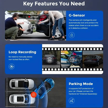 WIFI APP Control Car Dvr 3 Channel 1080P Dash Cam for Cars Front and Rear View Recorder Video Car Camera for Car Assecories