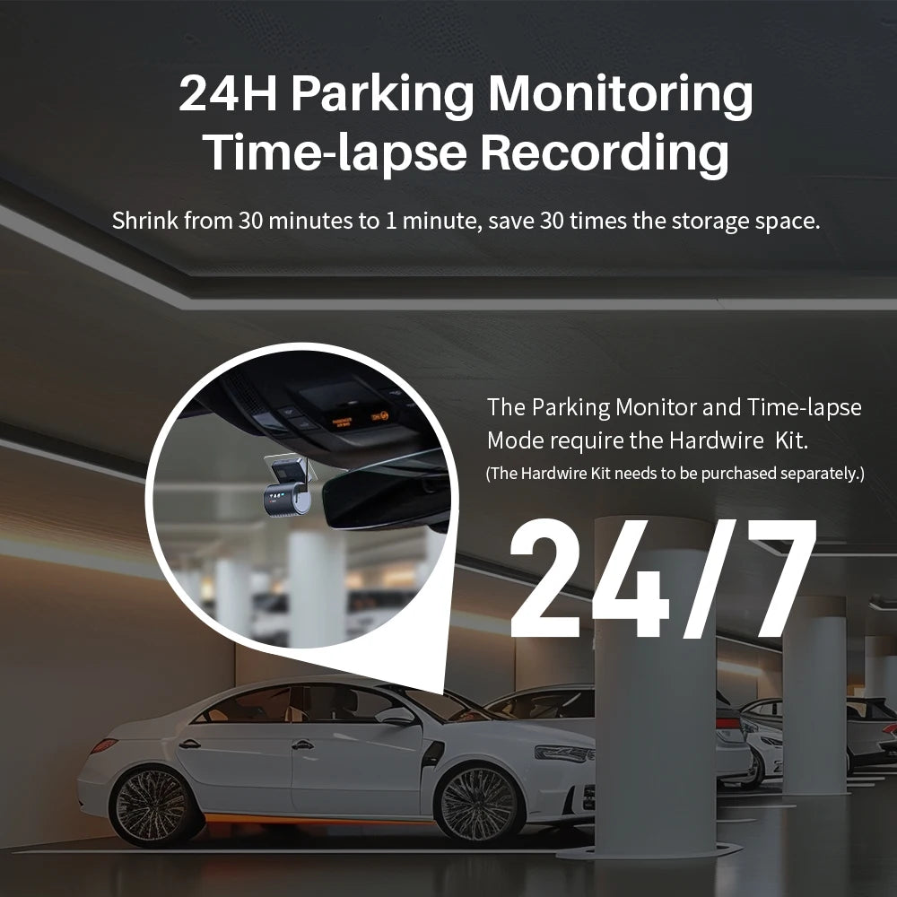 2K  MINI 3 Pro Cameras for Car DVR Tiny Dash Cam 24 Parking Auto Video Recorder Wifi APP Voice Control Car Dashcam