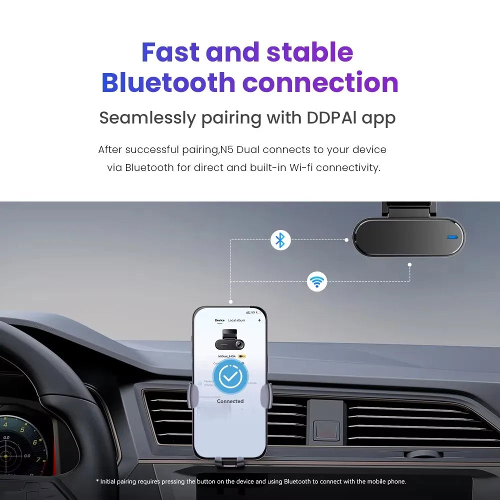 DDPAI N5 Dual 4K Dash Cam Front and Rear Ultra HD Resolution Dash Camera Car DVR Al Base Radar Nightvis ADAS GPS Auto Recorder